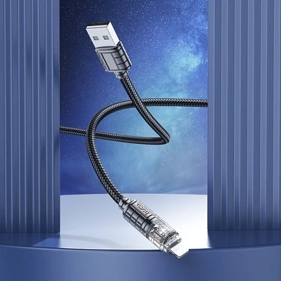 hoco U122 Crystal Type-C to Lightning Cable, 1.2M Black
