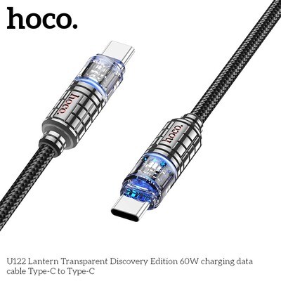 hoco U122 Crystal Type-C to Type-C Cable, 1.2M Black