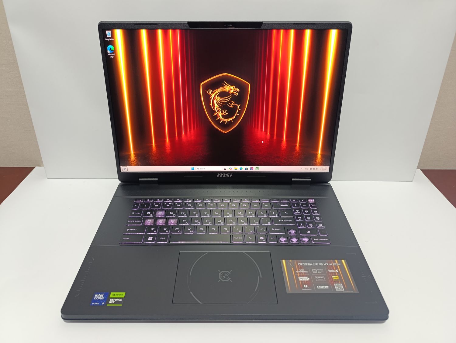 ТОПОВИЙ 18 ДЮЙМОВИЙ КРАСЕНЬ! MSI Crosshair 18 HX AI 18" QHD IPS / Intel Core Ultra 9 275HX 24 CORE! / 32GB DDR5 / 1TB SSD / NVIDIA GeForce RTX 5070 8GB GDDR7 / ПОВНИЙ КОМПЛЕКТ