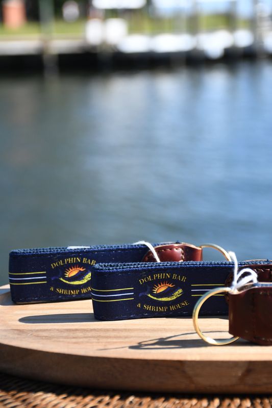 Dolphin Bar Leather Keychain