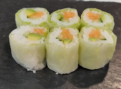 Roll vert sans algue saumon avocat comcombre