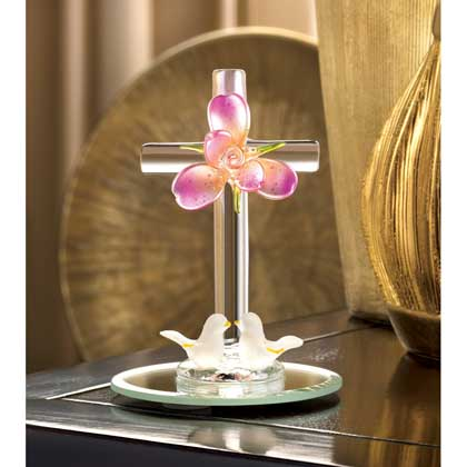 BLESSED CROSS GLASS FIGURINE