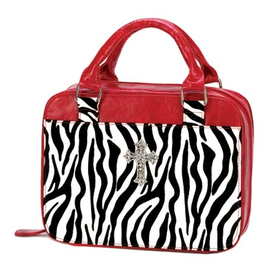 RED ZEBRA PRINT BIBLE TOTE