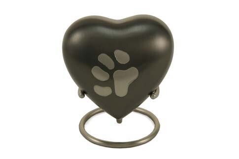 Keepsake Heart Urn - Large Single Paw in Slate
