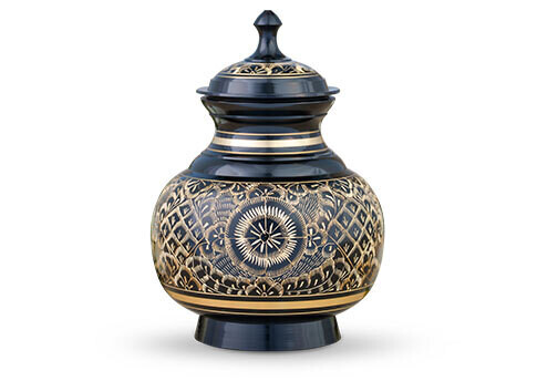 Elegantly Etched Brass Urn