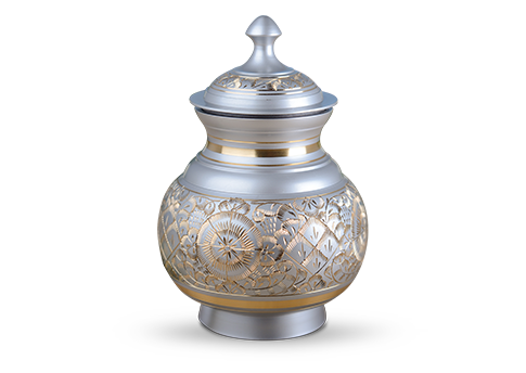 Elegantly Etched Brass Urn