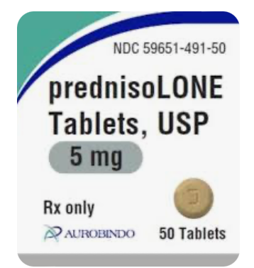 Prednisolone Tablets, 5 mg, 30 count