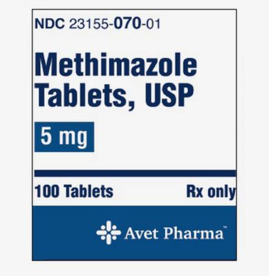 Methimazole 5 mg Tablets, 100 count bottle