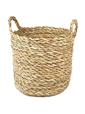 African Handmade Grass Basket (THIN) WITH Handles.    
Size - 24cm x 24cm x 24cm