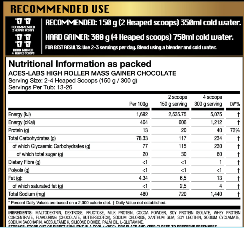 HIGH ROLLER MASS GAINER 5000 4KG + BLACK JACK PRE-WORKOUT