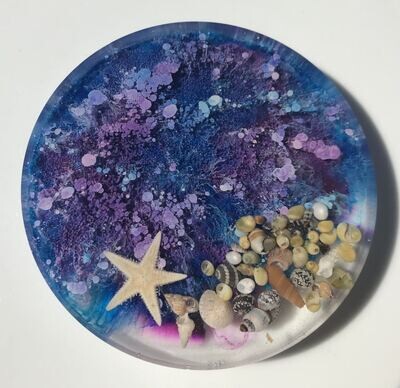 Exquisite Beach Coasters that glow in the dark with Beautiful Tiny Shells