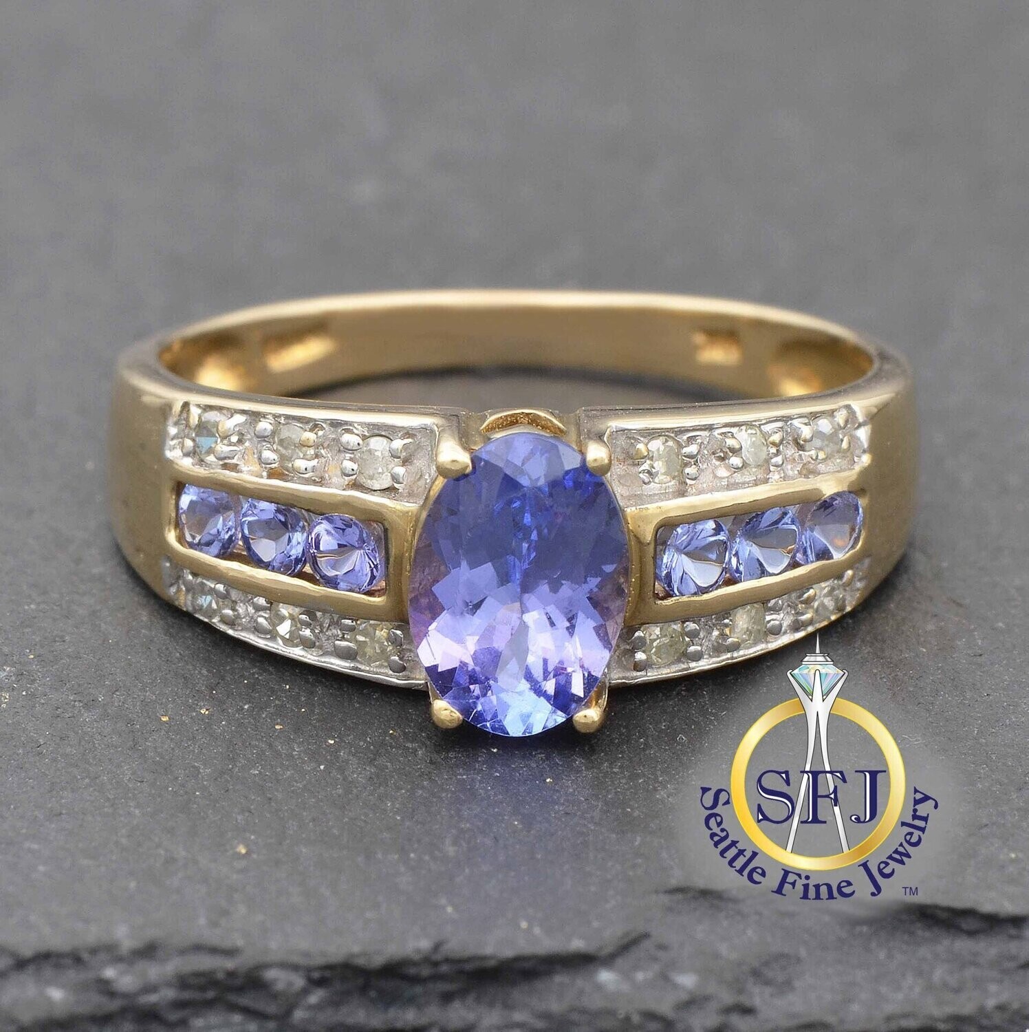 6.5mm Round Blue Tanzanite engagement ring-solid 14k white gold-diamon –  WILLWORK JEWELRY