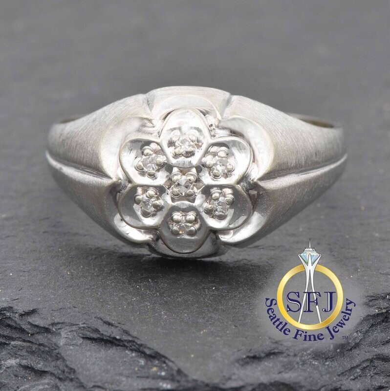 Diamond Cluster Ring, 10K Solid White Gold