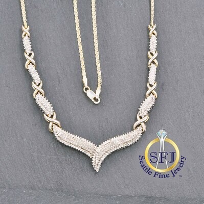 Diamond Necklace, 14K Gold Over 925 Solid Sterling Silver