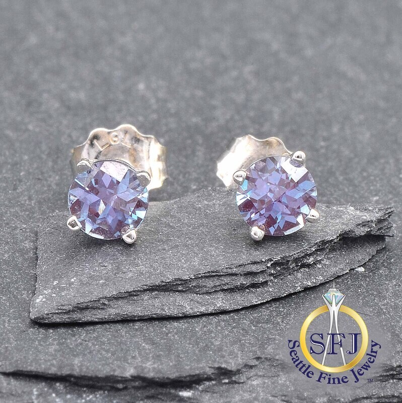 Mystic Topaz Stud Earrings, Solid 14K White Gold