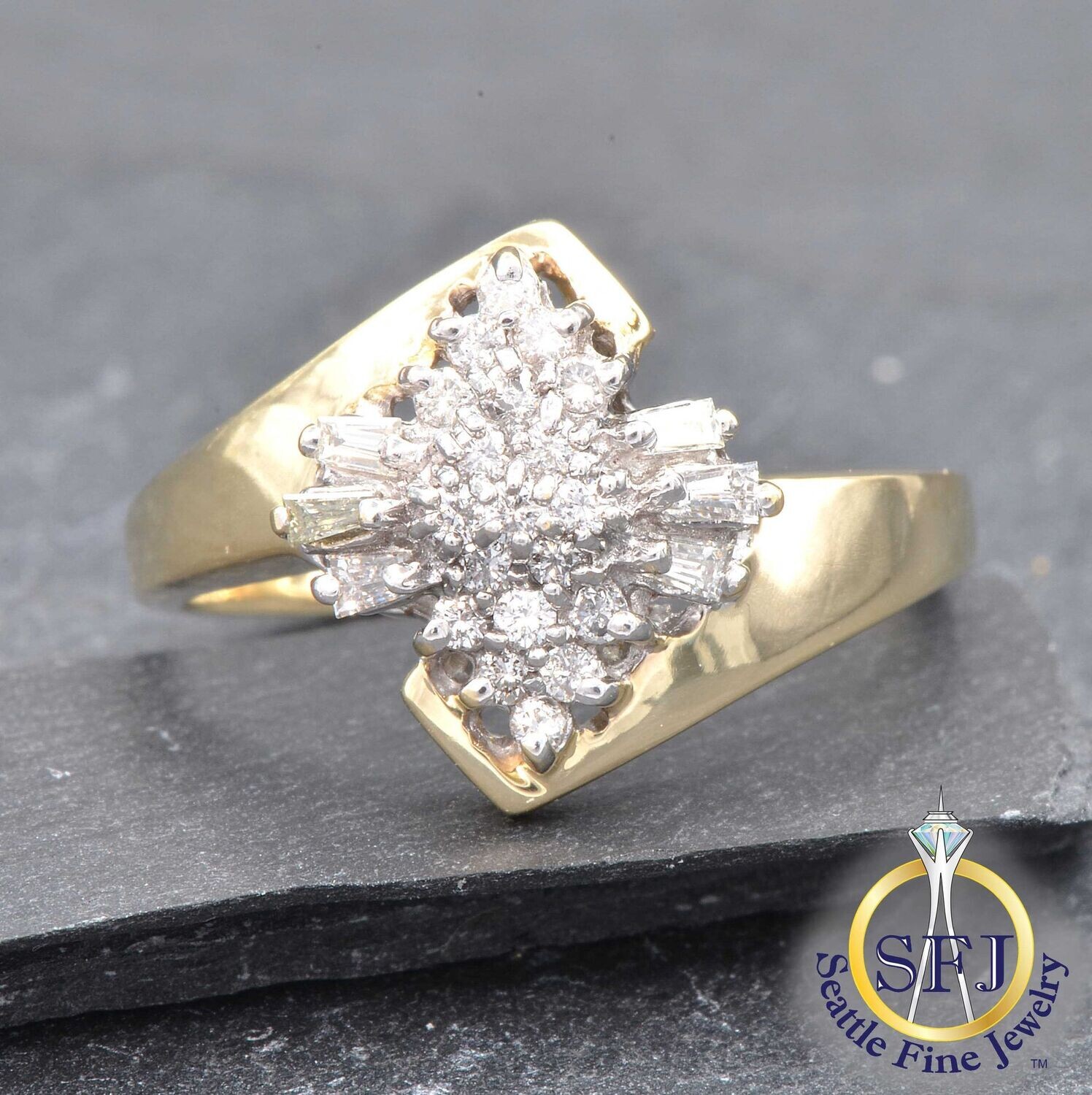 Diamond Ring, Solid 14k Yellow Gold