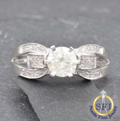 Diamond Ring, Solid 14k White Gold