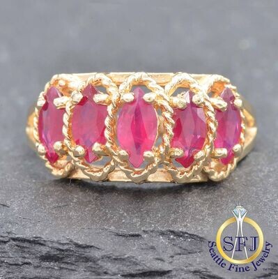 Ruby Ring, Solid 10k Yellow Gold