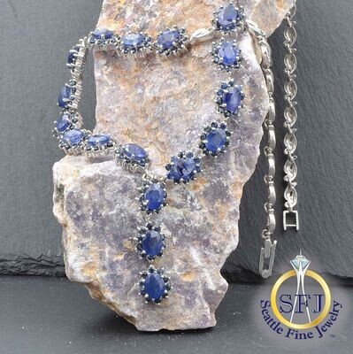 Sapphire Necklace, Solid 925 Sterling Silver