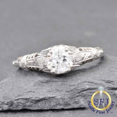Diamond Ring, Solid 18k White Gold