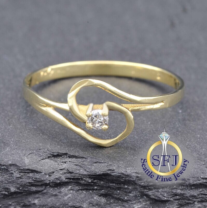 Diamond Freeform Swirl Ring, Solid 10K Yellow Gold