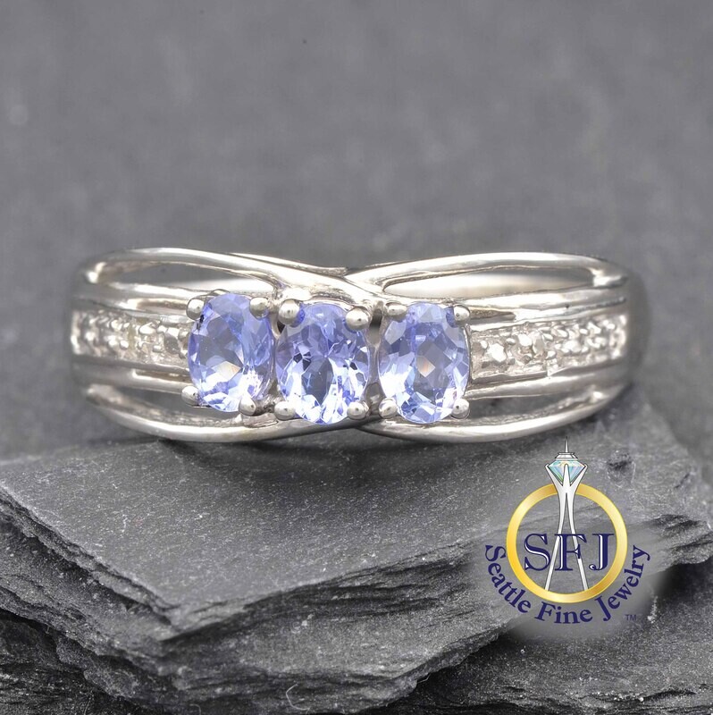 Tanzanite and Diamond Ring, Solid 10K White Gold