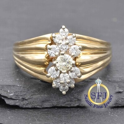 Diamond Ring, Solid 14k Yellow Gold