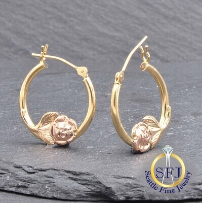 Earrings, Solid 14k Rose Gold and Yellow Gold