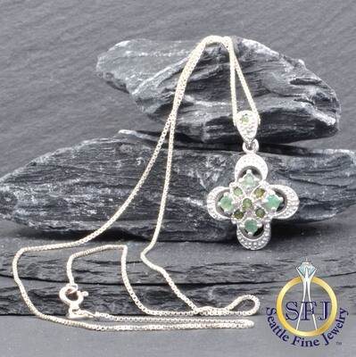 Emerald Necklace, Solid 925 Sterling Silver