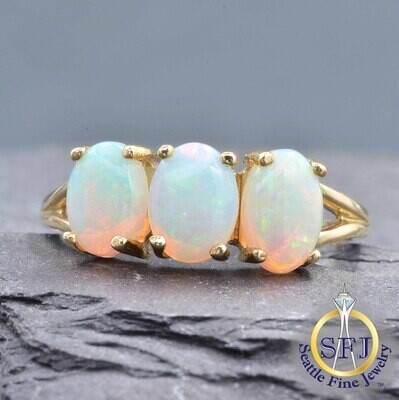 Opal Ring, Solid 14k Yellow Gold