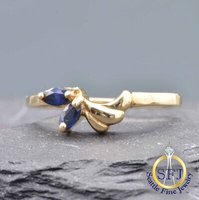 Sapphire Ring, Solid 14k Yellow Gold
