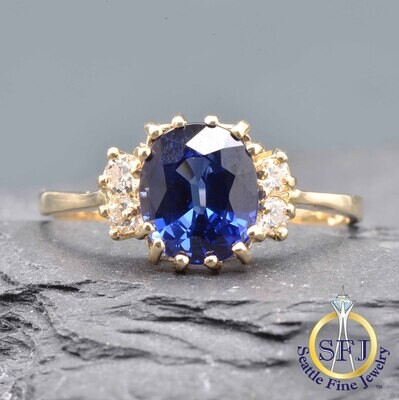 Sapphire and Ring, Solid 14k Yellow Gold