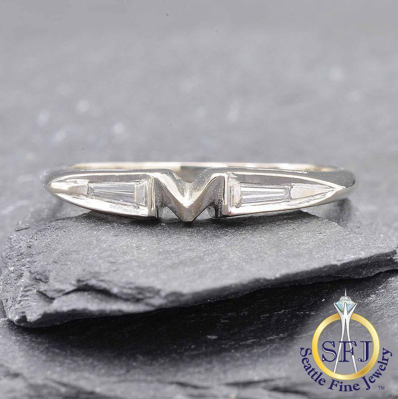 Diamond Geometric Ring, Solid 14K White Gold