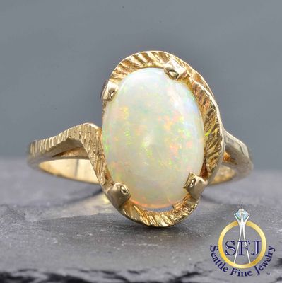 Color-Change Sapphire Solitaire Textured Leaf Halo Bypass Ring, Solid 14K Yellow Gold