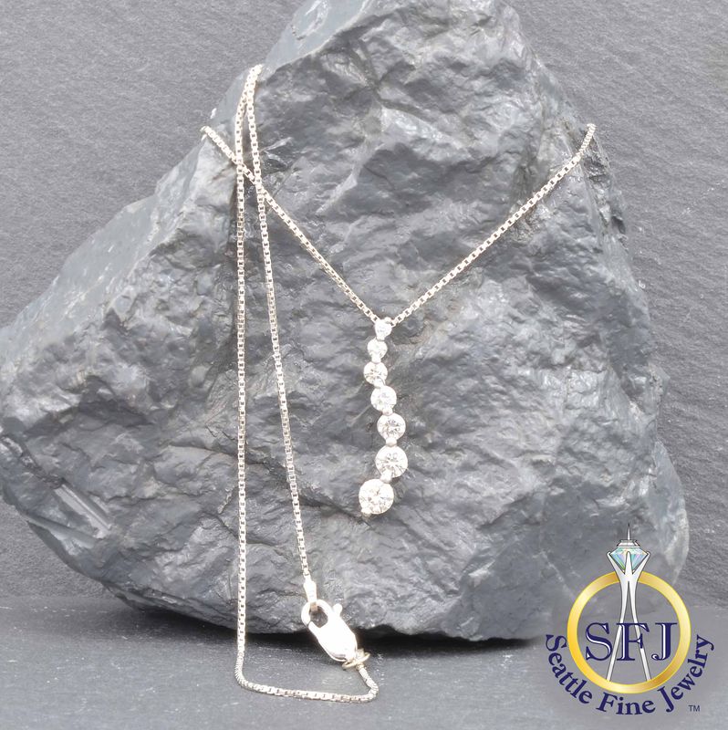 Diamond Necklace, Solid 14k White Gold