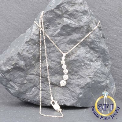 Diamond Necklace, Solid 14k White Gold