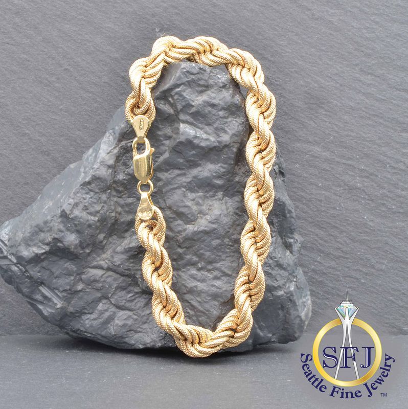 Heavy Rope Bracelet, Made in Italy. Solid 18K Yellow Gold