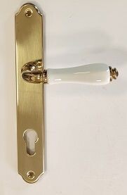 Maniglia su placca foro YALE per porta BECCHETTI BAL GABRIEL BLANC art. 93 oro /porcellana
