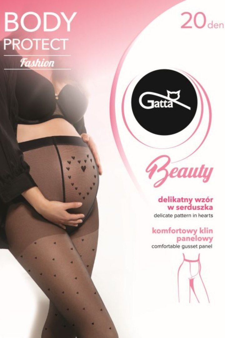 BODY PROTECT HEART – Čarape za trudnice sa srcima 20 DEN