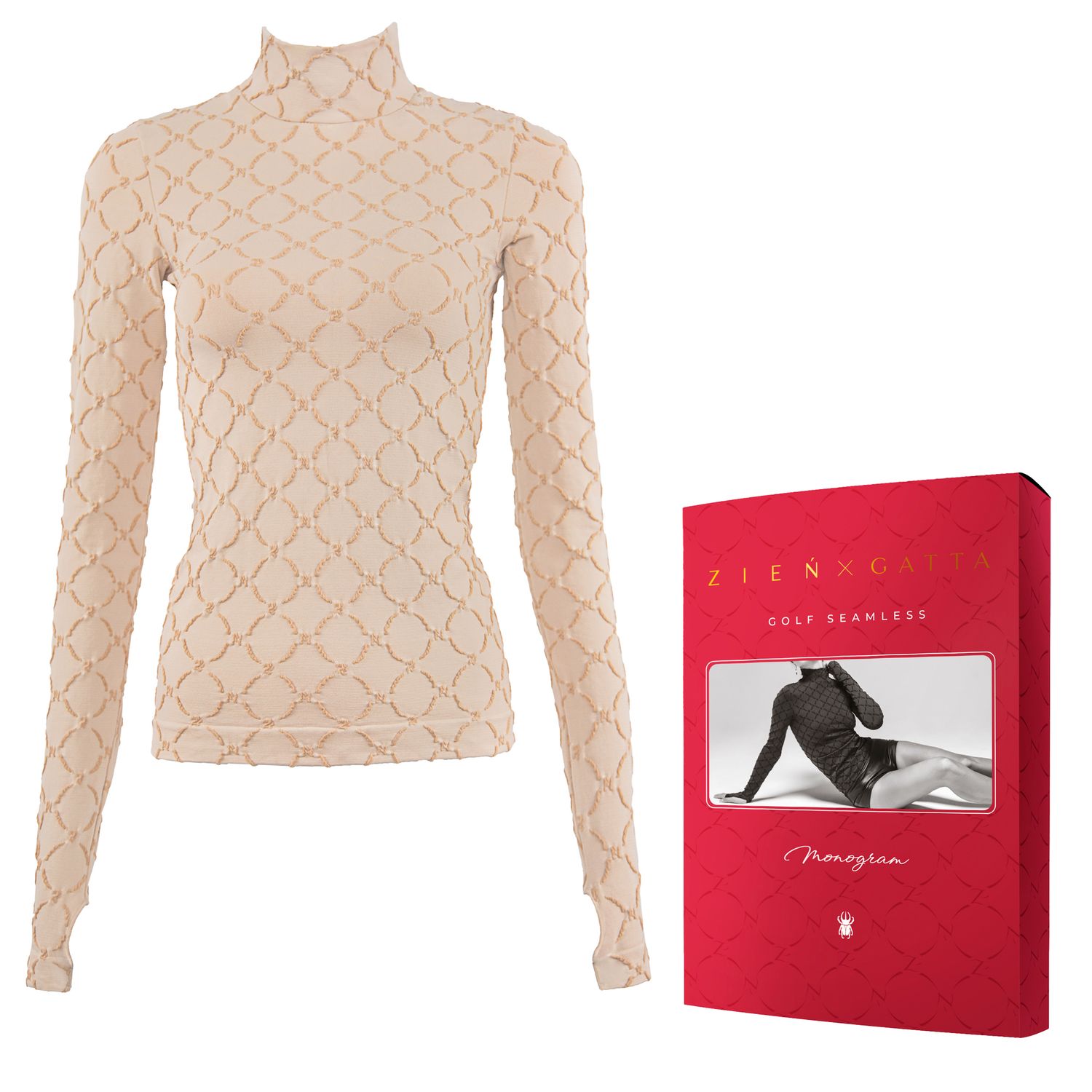 Ženska bež rolka sa monogram dezenom Zień x Gatta