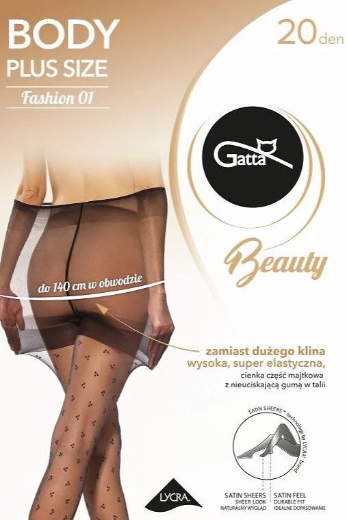 BODY PLUS SIZE - FASHION 01 - Ženske unihop čarape 20 DEN