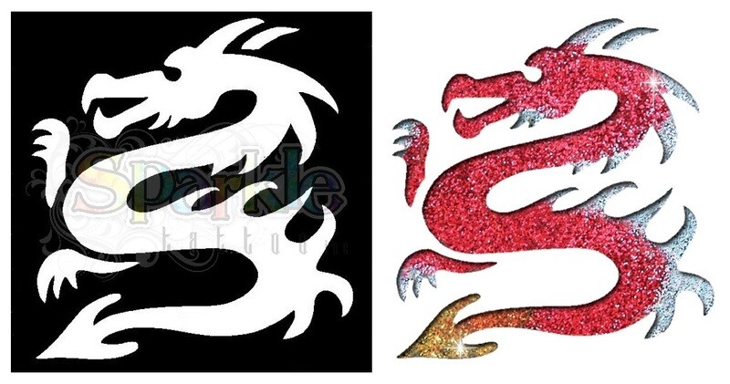 Dragon Glitter Tattoo Stencil