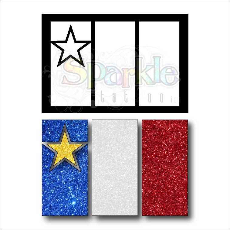 Acadian Flag Glitter Tattoo Stencil