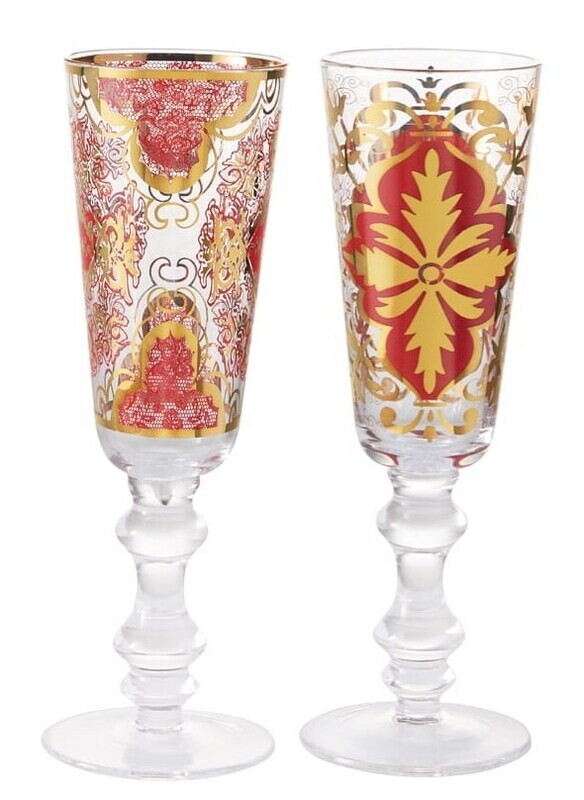 Set 2 flute red Damasco