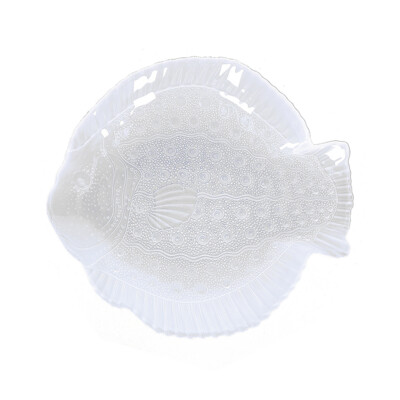 Piatto vetro pesce bianco XL 38×34,5xh 4 cm Susie