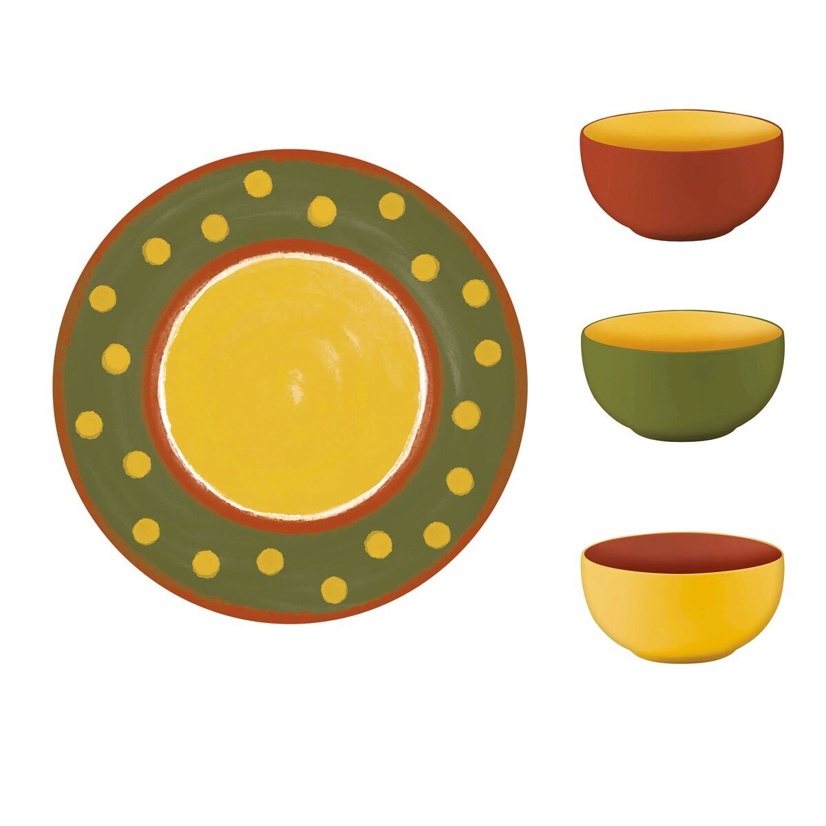 Antipastiera Cottage Ø 27 Cm con 3 Ciotole Ø 9,5 cm