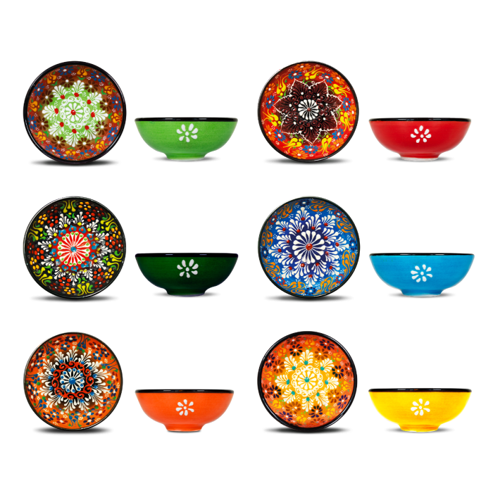 Set 6 coppette in ceramica con decoro a rilievo realizzato a mano ISTANBUL