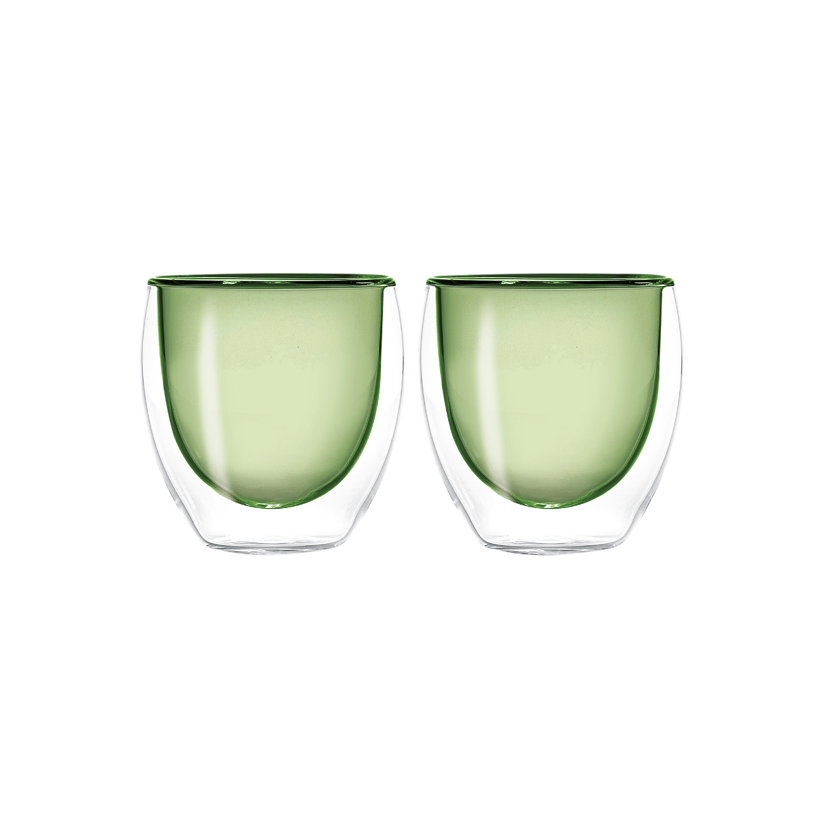 Set 2 bicchierini verdi in vetro borosilicato doppia parete