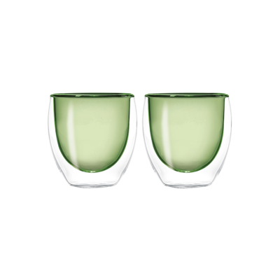 Set 2 bicchierini verdi in vetro borosilicato doppia parete