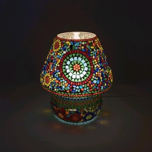 Lampada da tavolo in vetro mosaicata raimbow h. 32 cm.